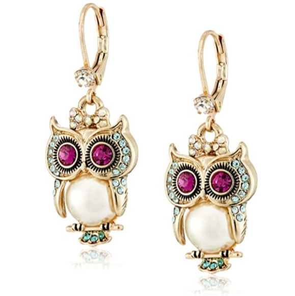 Betsey Johnson Jewelry - NEW Betsey Johnson Pearl Critters Owl Earrings